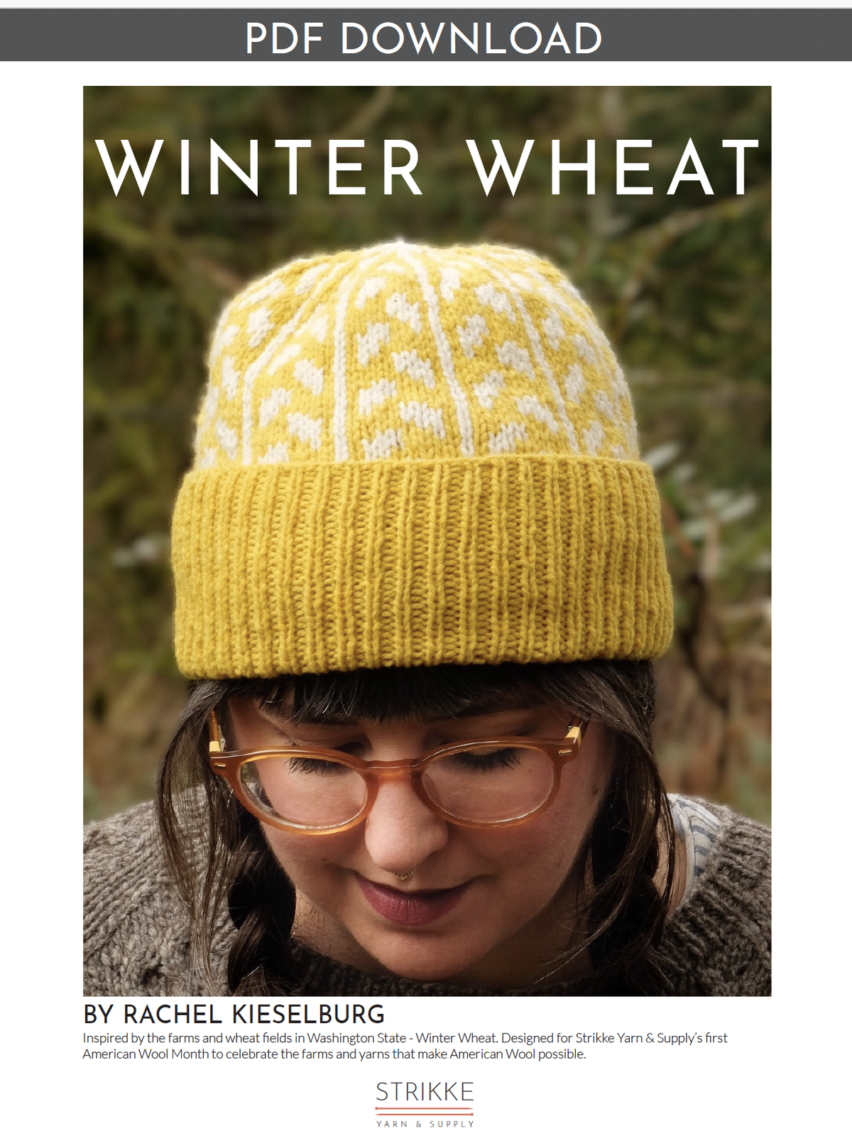 Winter Wheat Hat Pattern - PDF Download
