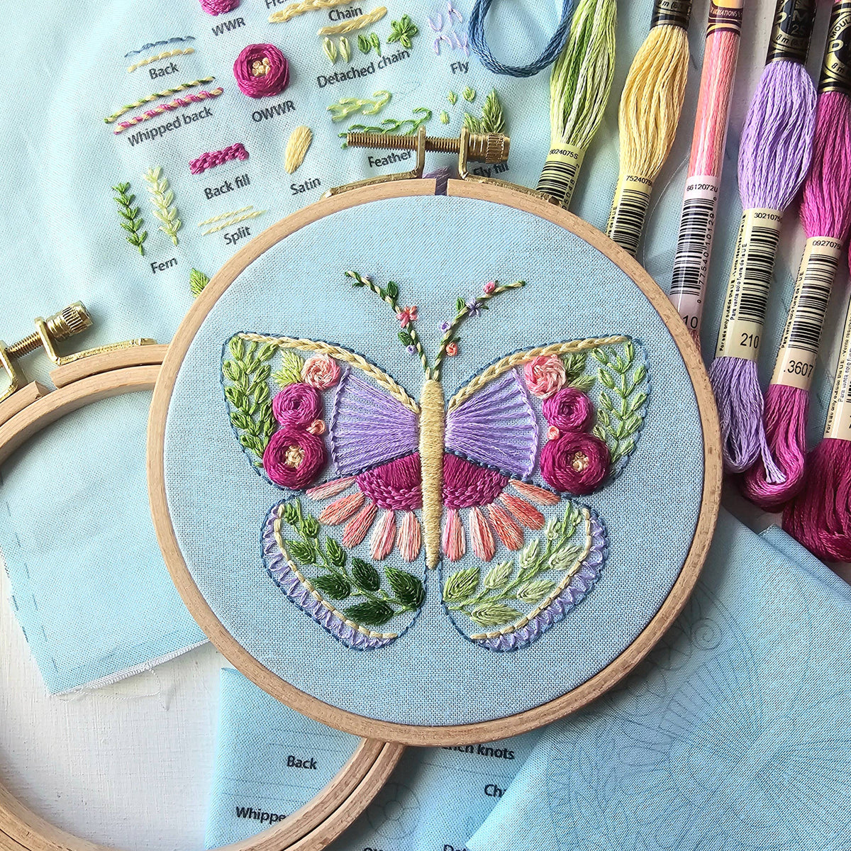 Beginner Butterfly Sampler Embroidery kit