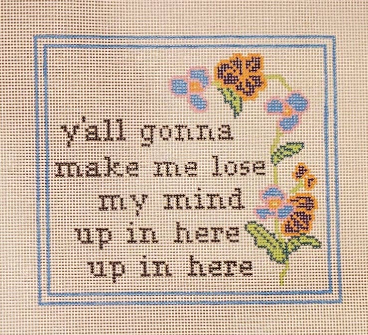Needlepoint Canvas: Subversive Lose My Mind painted  canvas