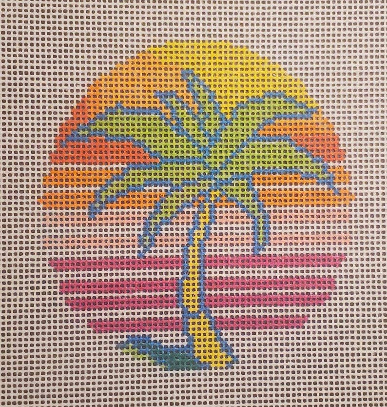 Needlepoint Canvas: Coastal Palm Tree Needlepoint
