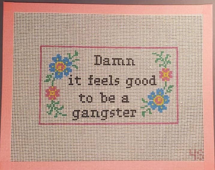 Needlepoint Canvas: Subversive Gangster hand painted canvas