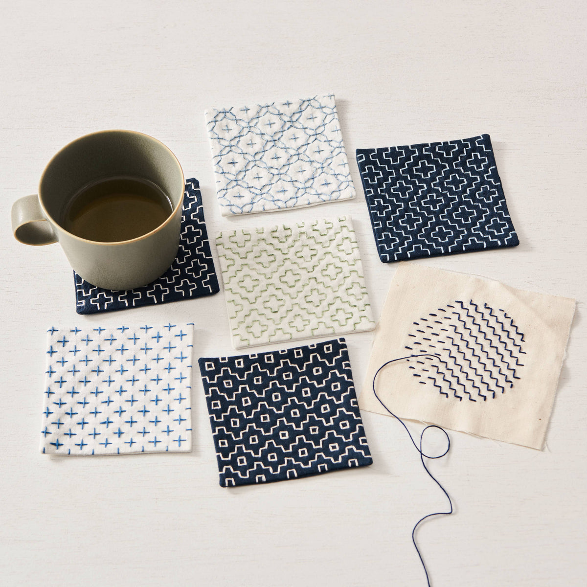 Cosmo Sashiko Template - Diagonal Dotted Grid