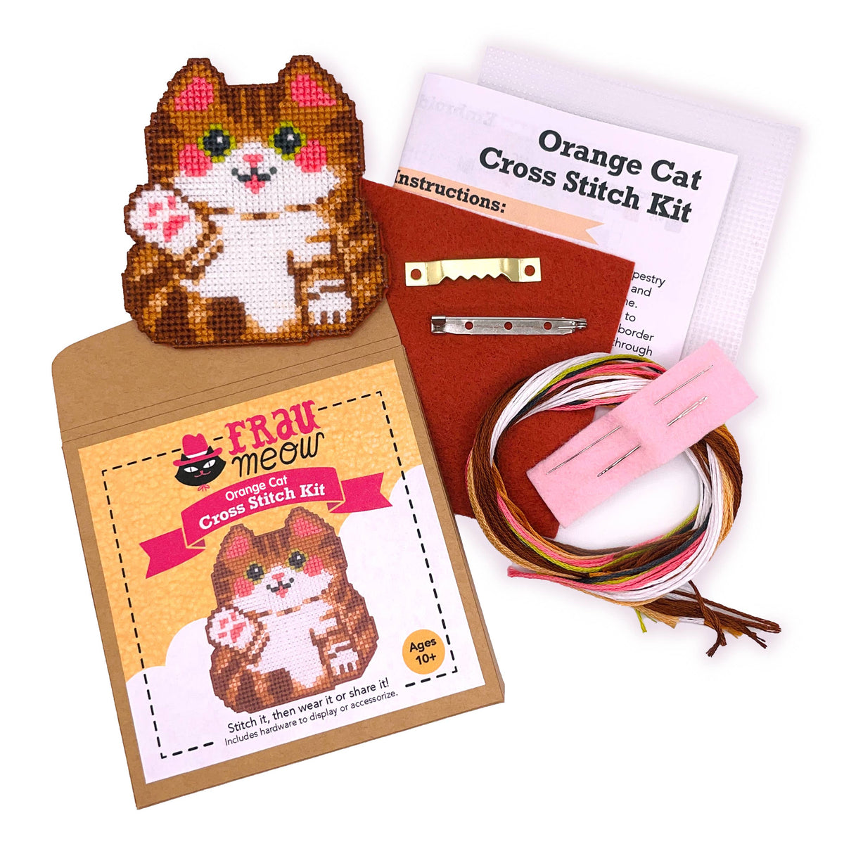 Orange Cat Cross Stitch Craft Kit