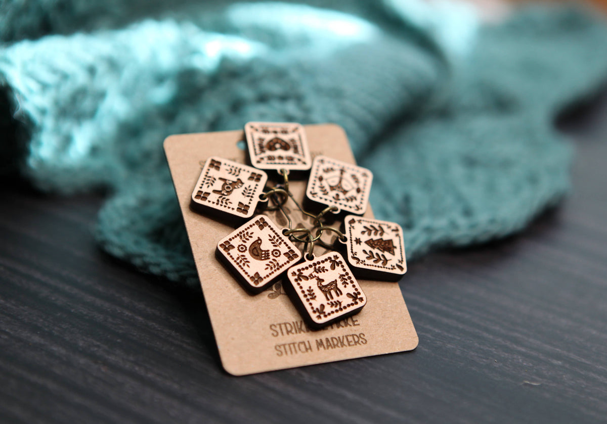 Scandinavian Stitch Markers, Nordic knitting block pattern