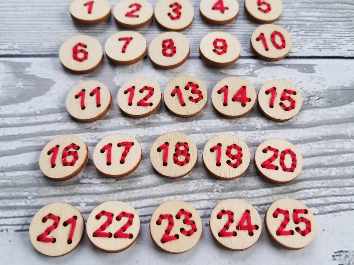 Advent Calendar Number Button Set