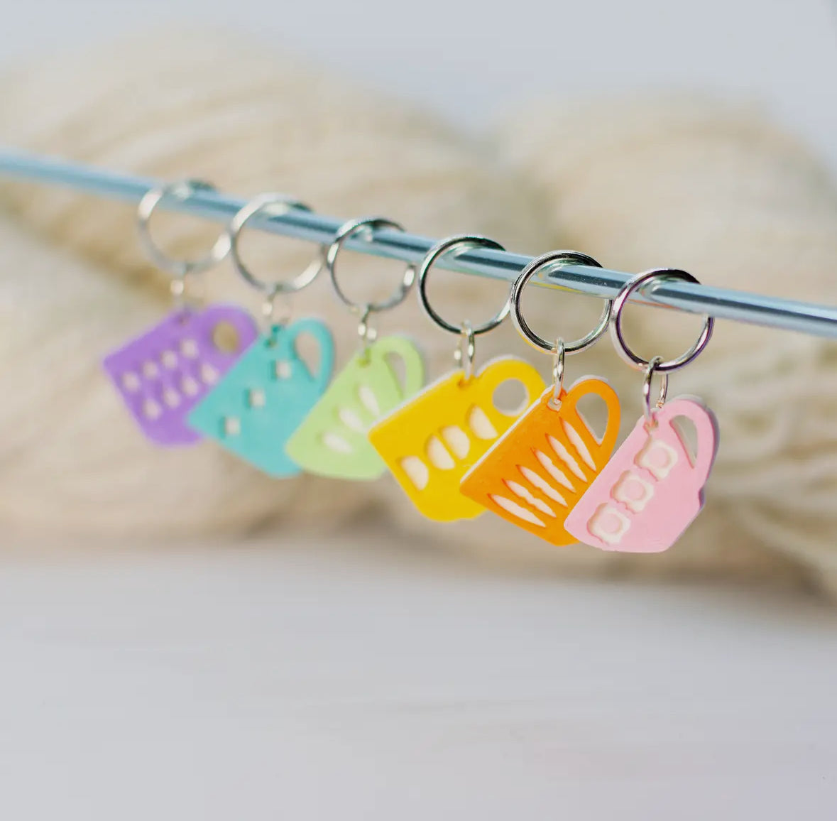 Blue Bird Makery Stitch Markers - Midcentury Tea Cups