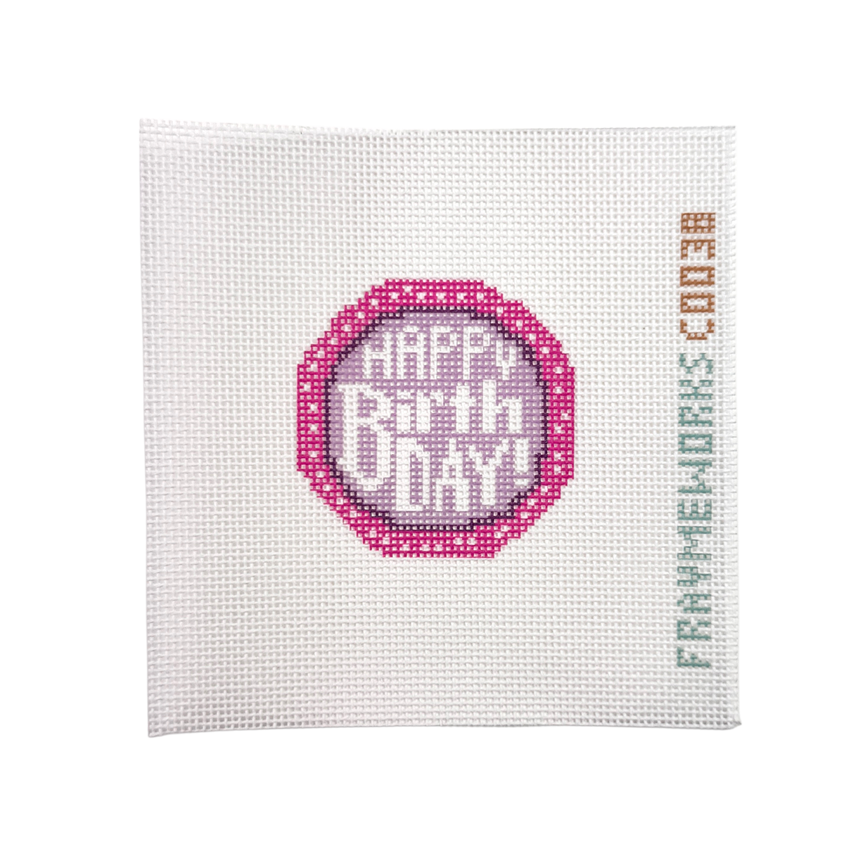 Needlepoint Canvas: Mini Birthday Cake 2.25" Round