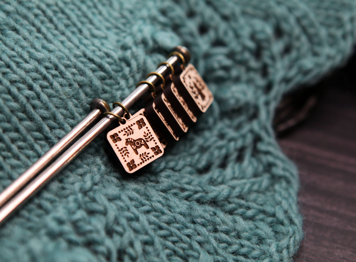 Scandinavian Stitch Markers, Nordic knitting block pattern