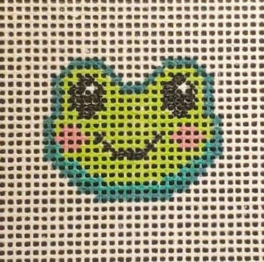 Needlepoint Canvas: Frog Hand‑Painted Needlepoint Canvas, 14 mesh