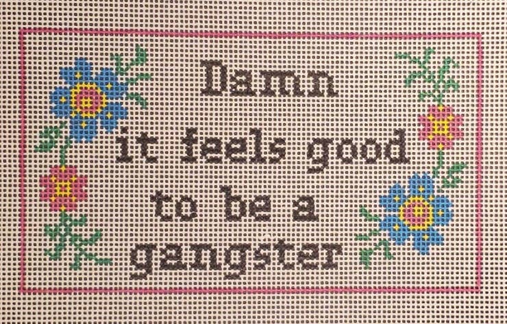Needlepoint Canvas: Subversive Gangster hand painted canvas