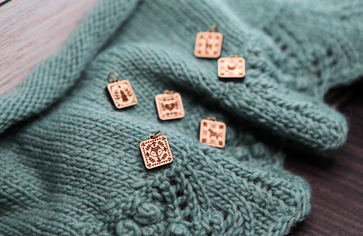 Scandinavian Stitch Markers, Nordic knitting block pattern