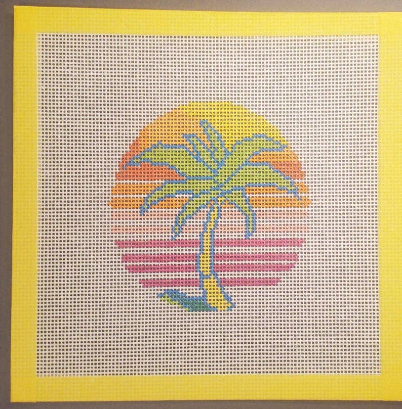 Needlepoint Canvas: Coastal Palm Tree Needlepoint