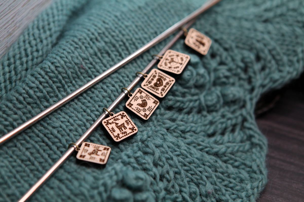 Scandinavian Stitch Markers, Nordic knitting block pattern