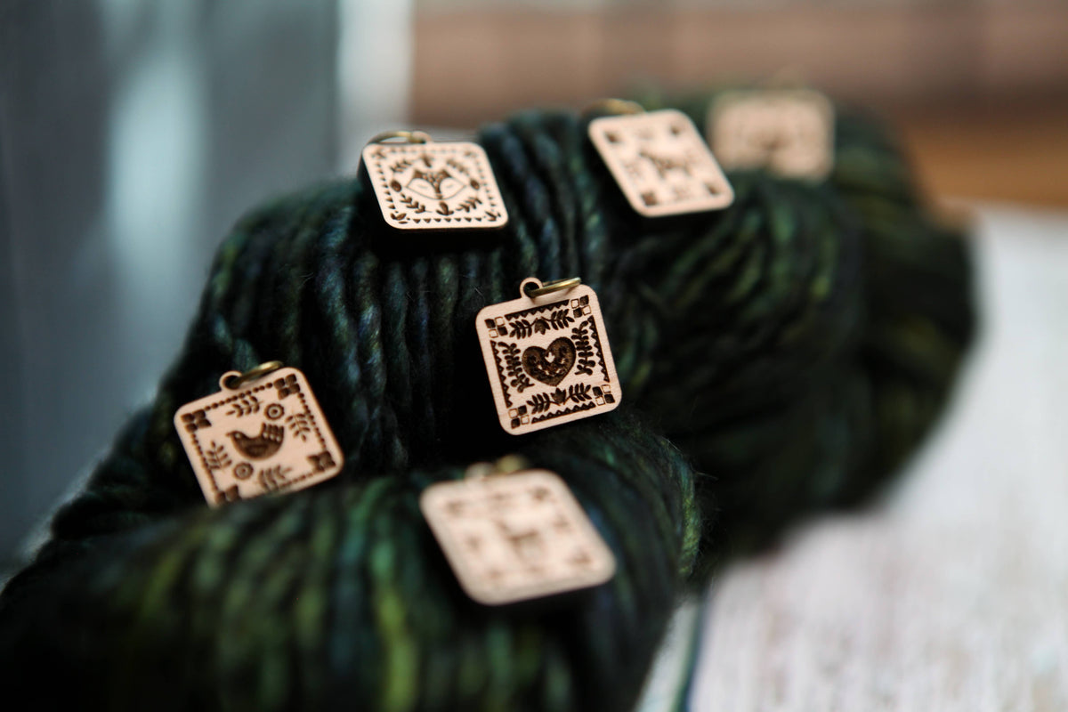 Scandinavian Stitch Markers, Nordic knitting block pattern